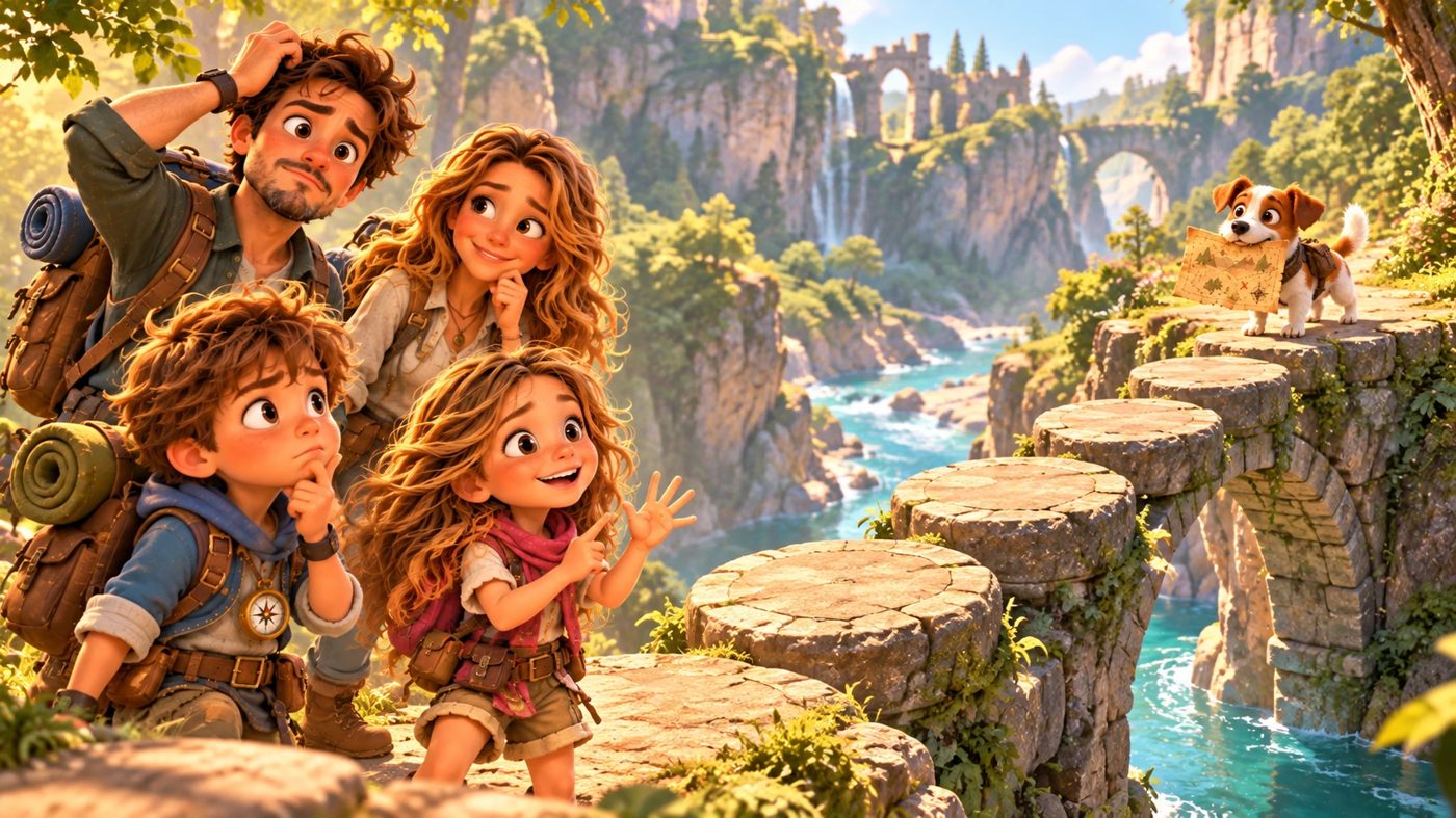 La famille dans un niveau du jeu